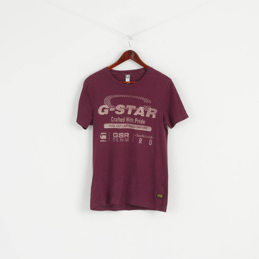 G-STAR RAW Homme M (S) Chemise Plum Cotton Graphic 1989 Retrospective Range Top