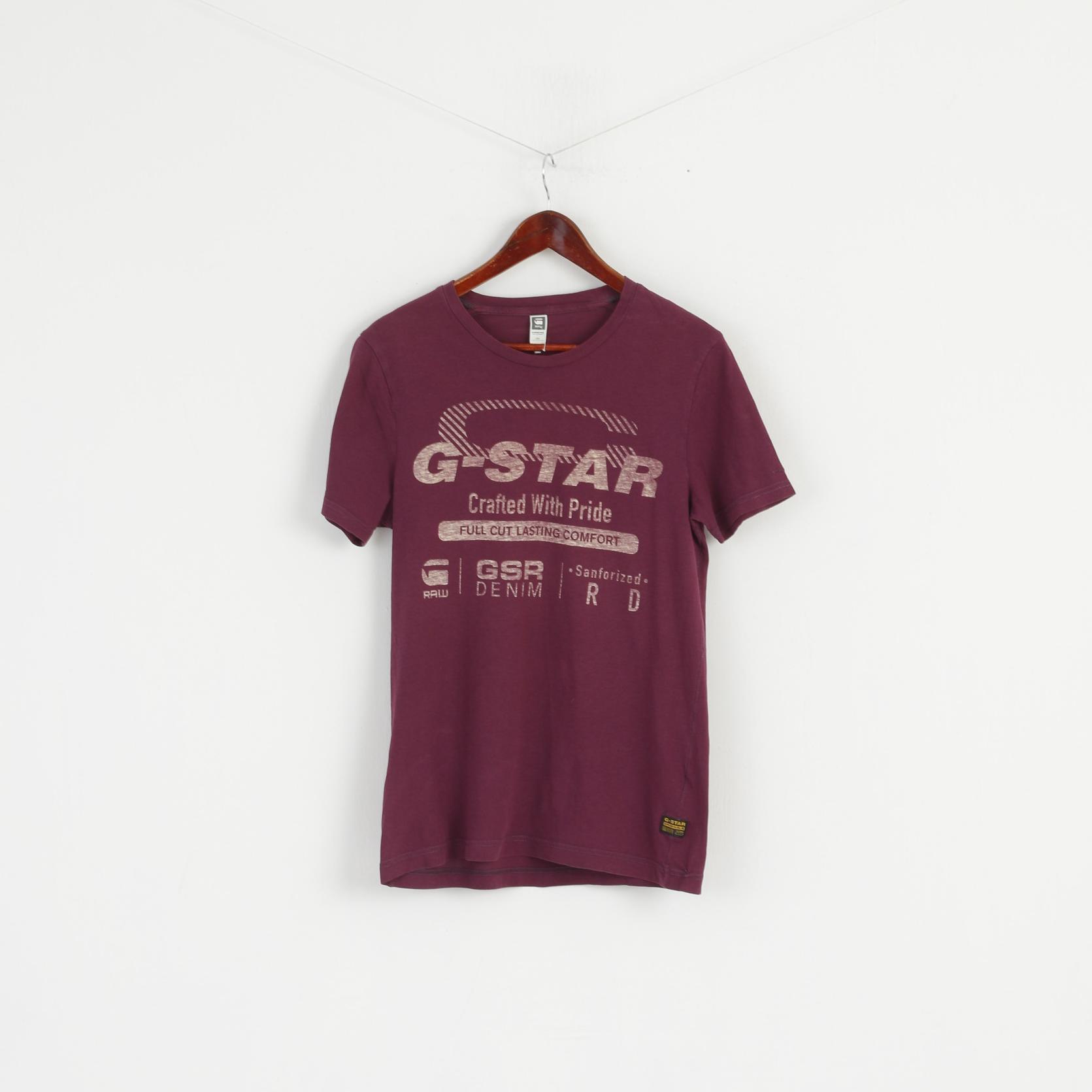 G-STAR RAW Homme M (S) Chemise Plum Cotton Graphic 1989 Retrospective Range Top