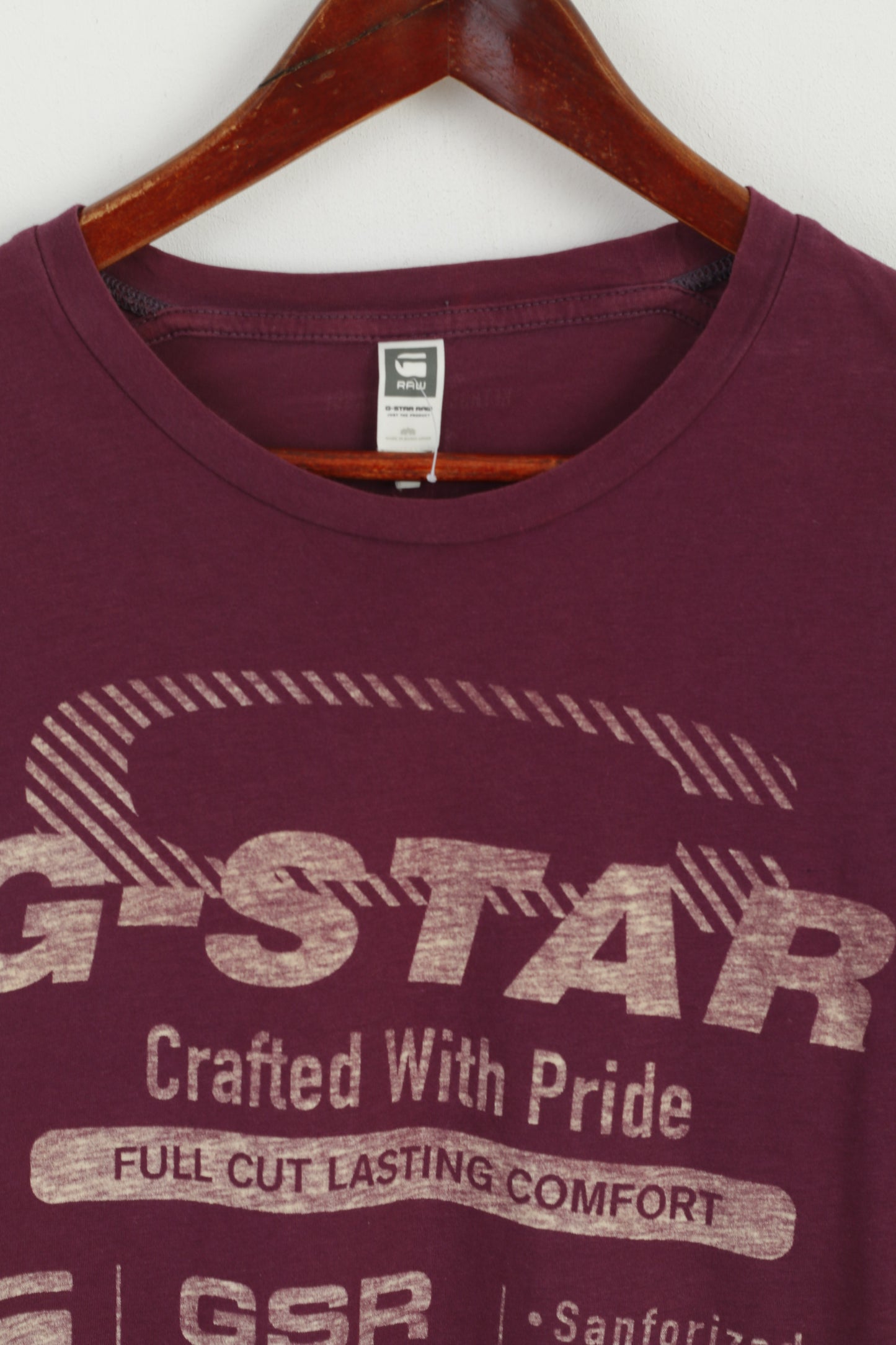 G-STAR RAW Men M (S) Shirt Plum Cotton Graphic 1989 Retrospective Range Top