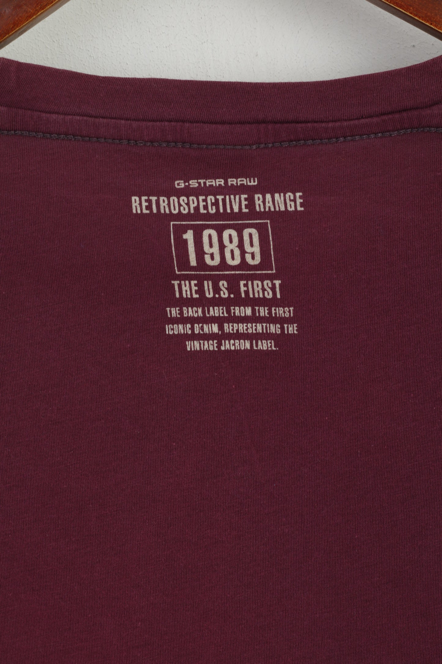 G-STAR RAW Men M (S) Shirt Plum Cotton Graphic 1989 Retrospective Range Top