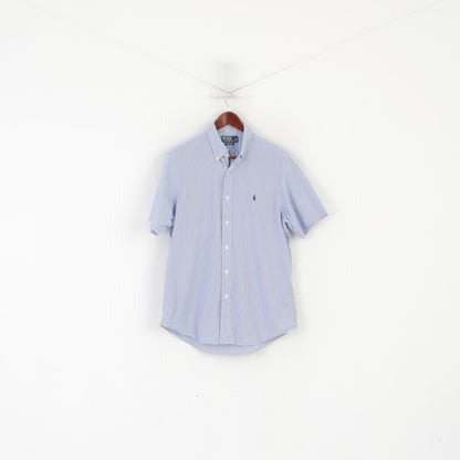 Polo By Ralph Lauren Men 16 40/41 L Casual Shirt Blue Striped Cotton Custom Fit Top