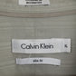 Calvin Klein Men XL Casual Shirt Grey Slim Fit Cotton Striped Emroidered Long Sleeve Top