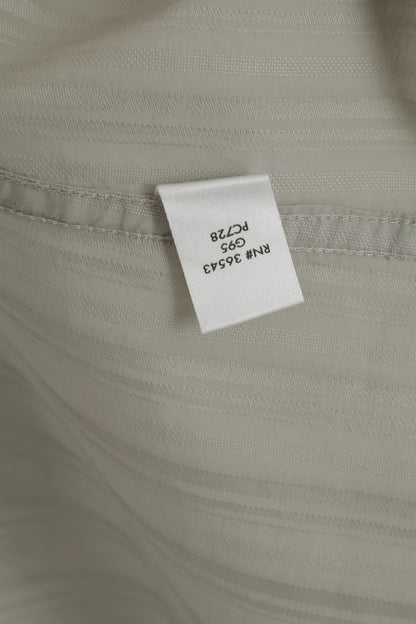 Calvin Klein Hommes XL Chemise décontractée Gris Slim Fit Coton Rayé Brodé Haut à manches longues