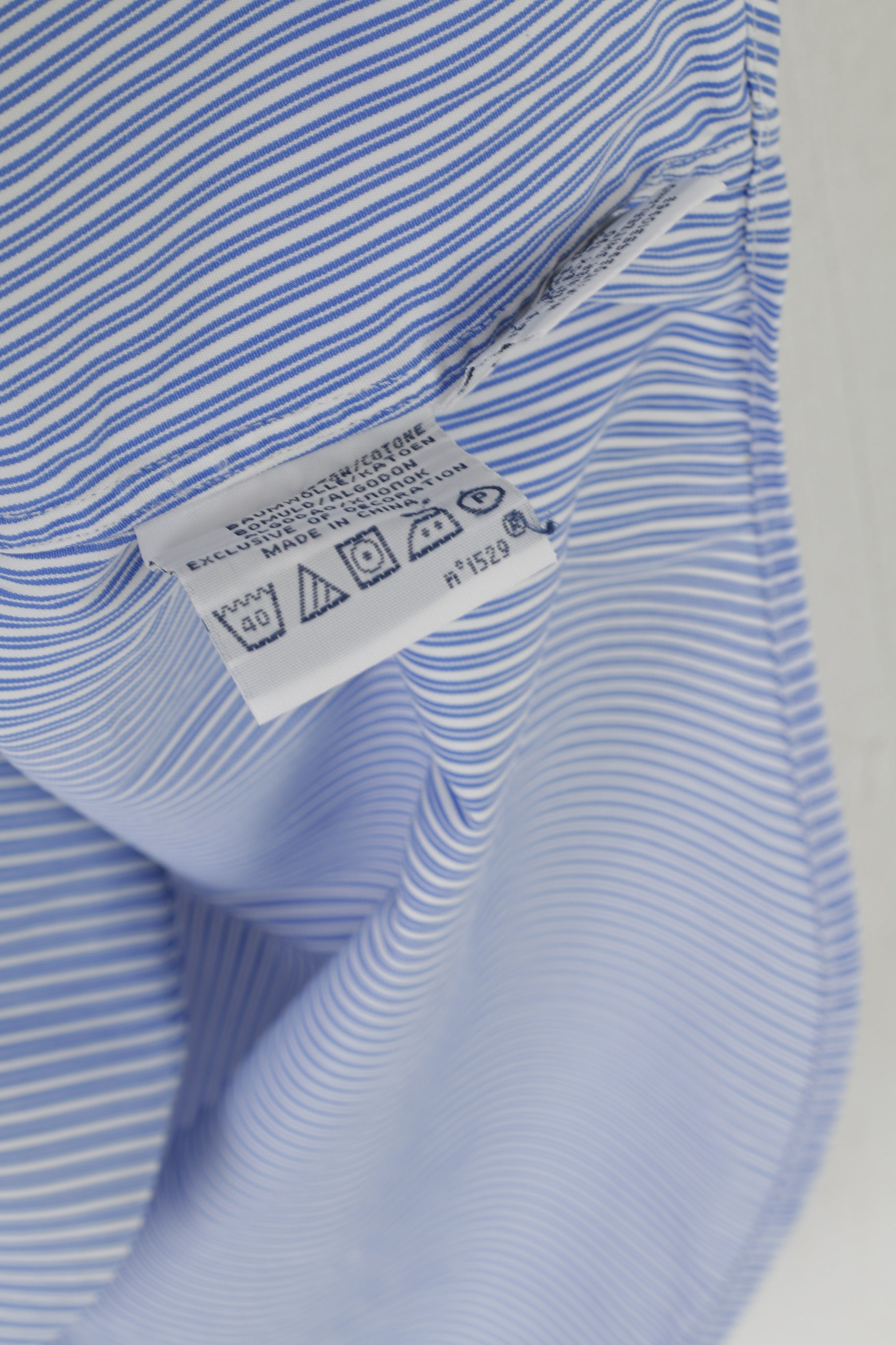 Polo By Ralph Lauren Homme 16 40/41 L Chemise décontractée Bleu rayé en coton Haut ajusté sur mesure