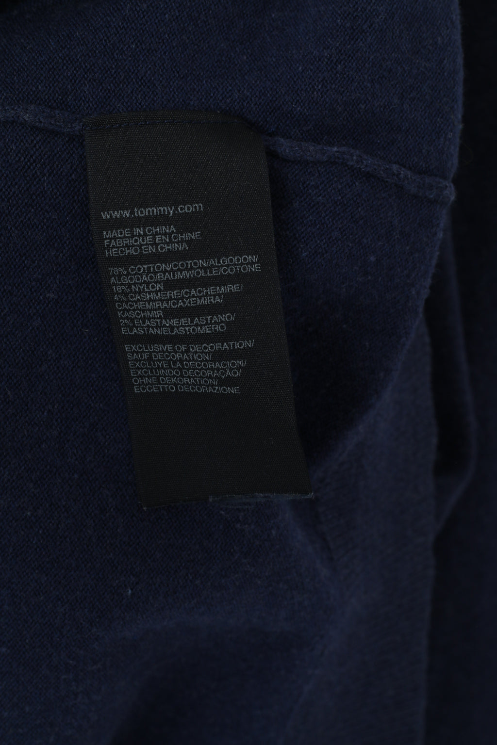 Tommy Hilfiger Men XL (M) Jumper Navy Cotton V Neck Soft Stretch Plain Sweater