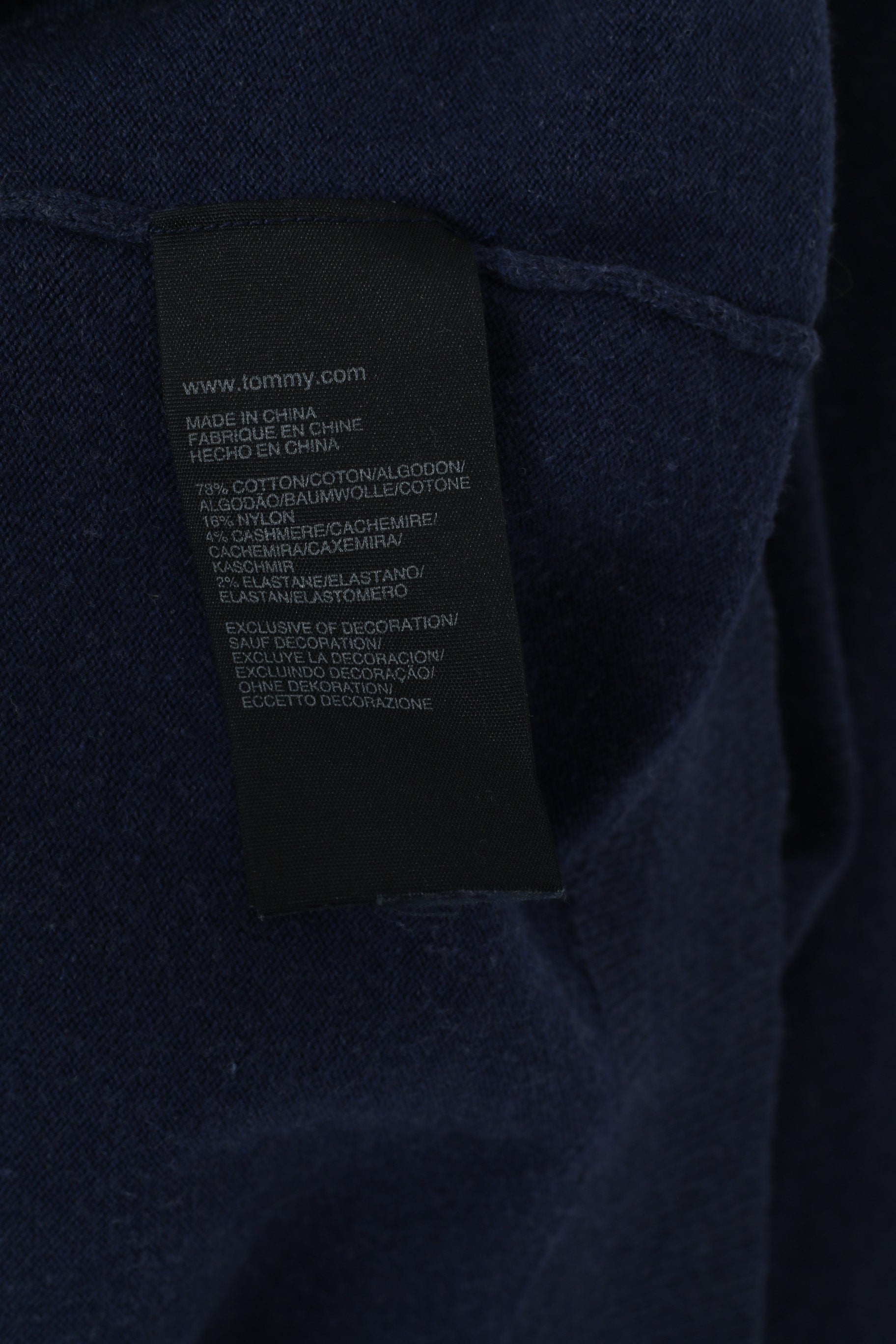 Tommy Hilfiger Men XL (M) Jumper Navy Cotton V Neck Soft Stretch Plain Sweater