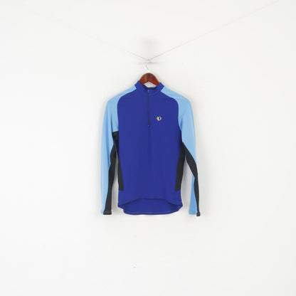 Pearl Izumi Men S Cycling Shirt Blue Vintage Zip Neck Long Sleeve Bike Wear