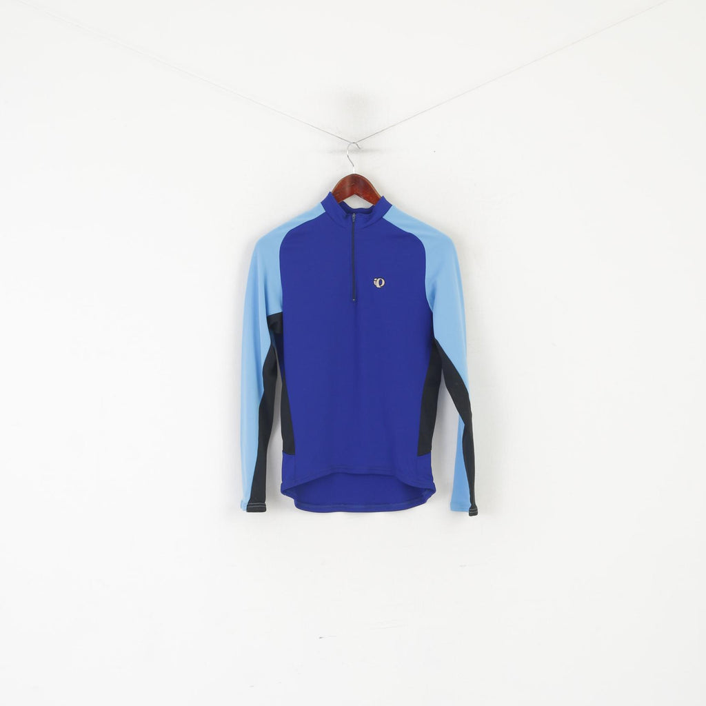 Pearl Izumi Chemise de cyclisme pour hommes Bleu Vintage Col zippé Manches longues Vêtements de vélo