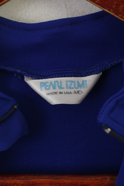 Maglia da ciclismo da uomo Pearl Izumi blu vintage con zip e collo a maniche lunghe
