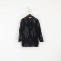 Park Lane Femmes 14 40 Veste En Cuir Noir Vintage Serpent Brillant Épaulettes Haut