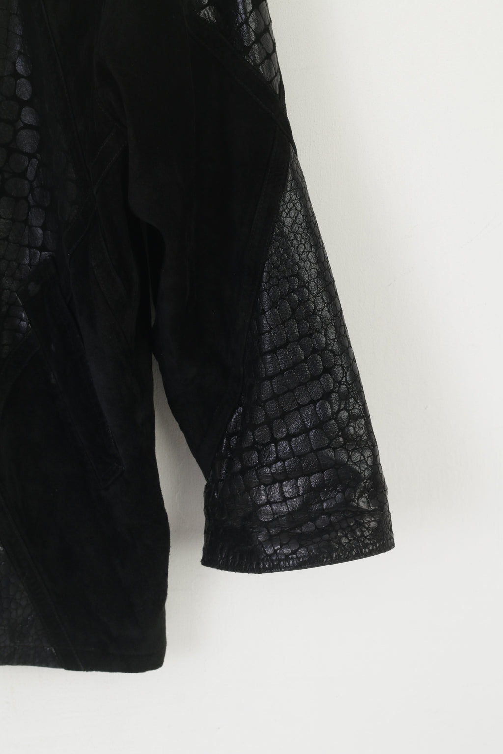 Park Lane Femmes 14 40 Veste En Cuir Noir Vintage Serpent Brillant Épaulettes Haut