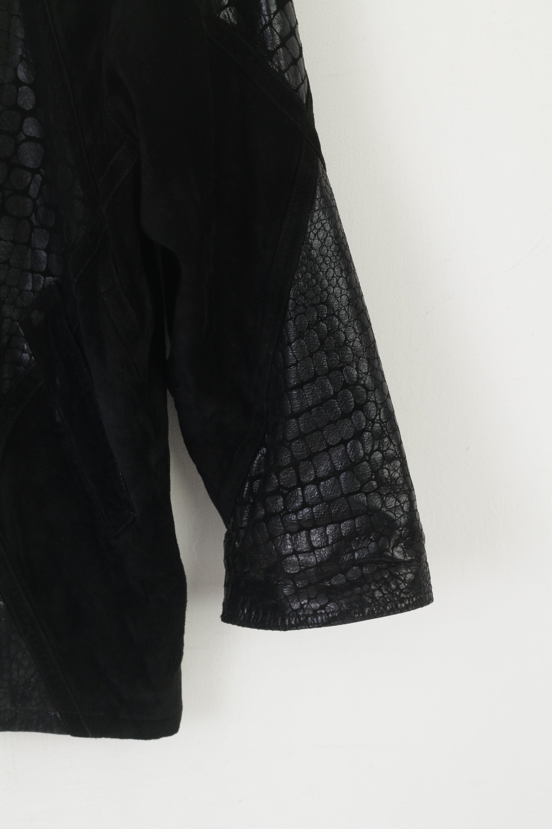 Park Lane Femmes 14 40 Veste En Cuir Noir Vintage Serpent Brillant Épaulettes Haut