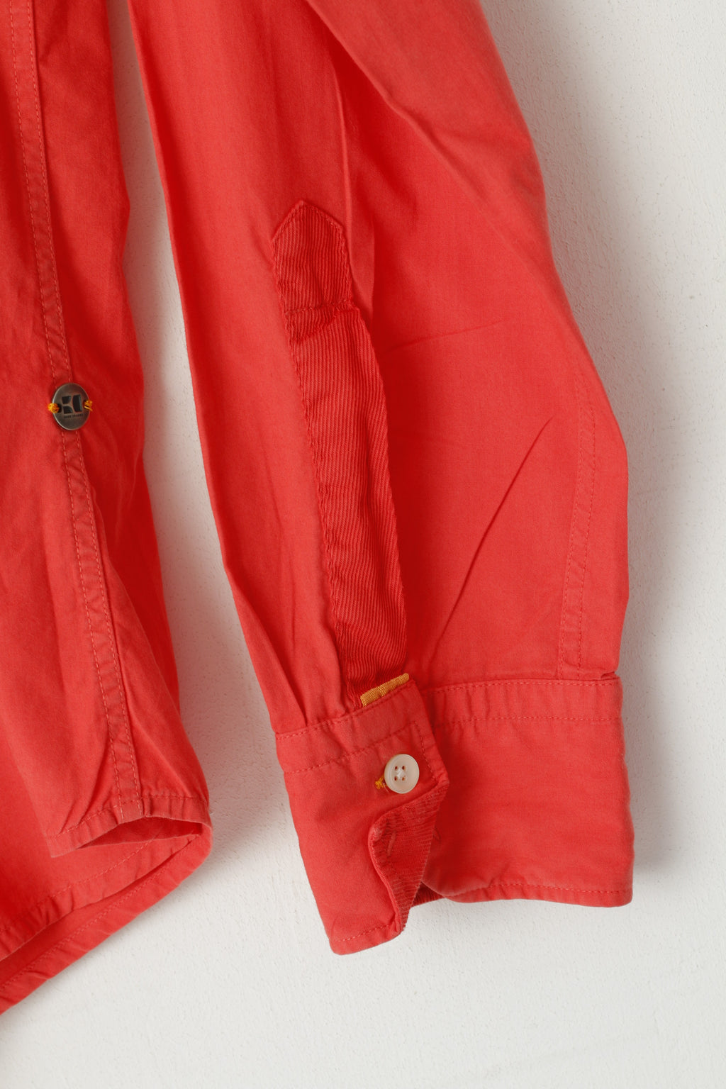 Hugo Boss Orange Men S Casual Shirt Coral Cotton Plain Slim Fit Long Sleeve Top