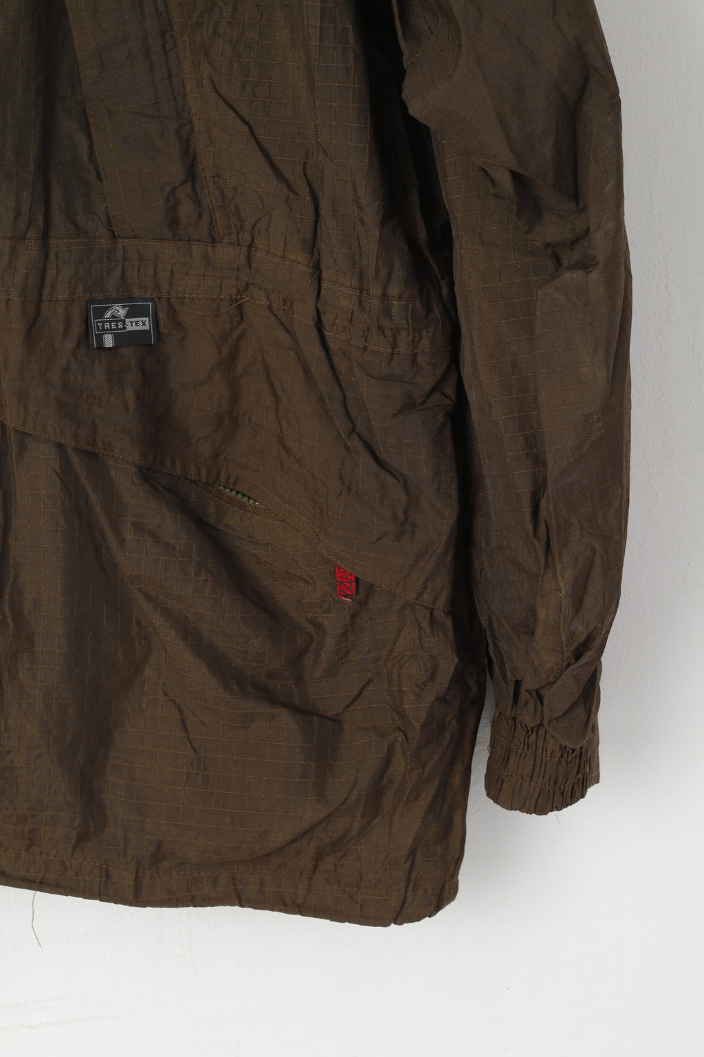 Technical Trespass Men M Jacket Brown Nylon Breathable Hidden Hood Full Zip Top