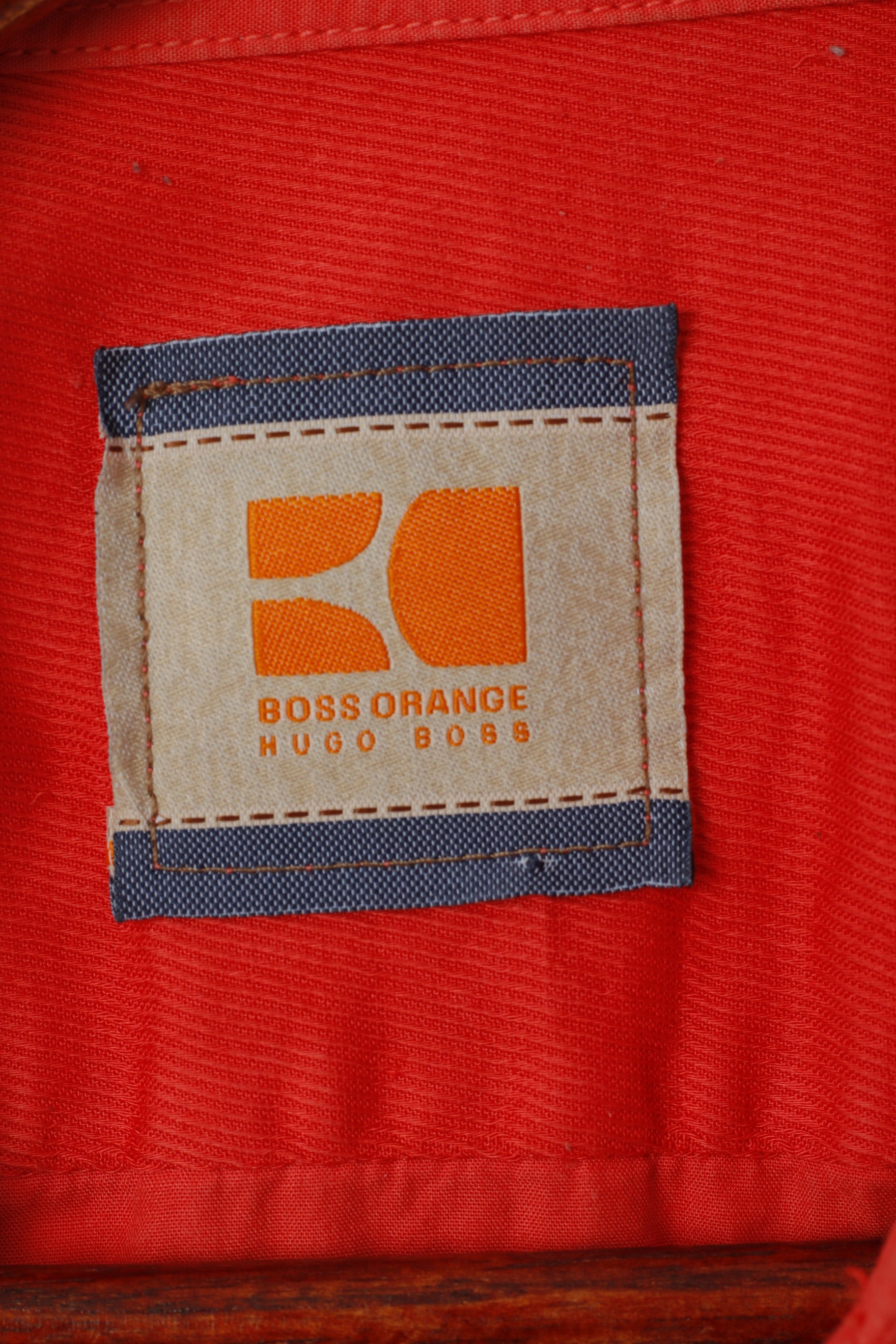 Hugo Boss Orange Men S Casual Shirt Coral Cotton Plain Slim Fit Long Sleeve Top