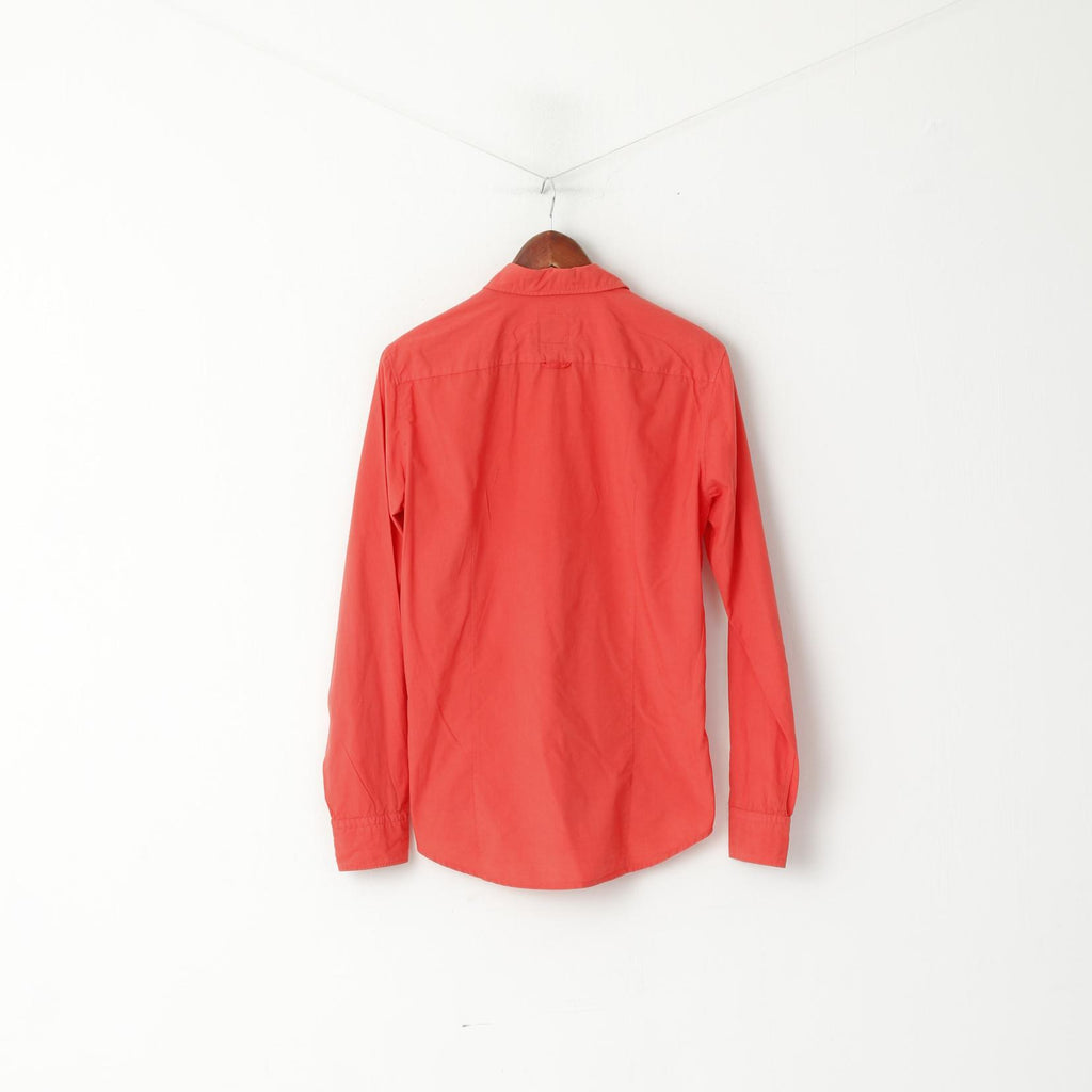 Hugo Boss Orange Men S Casual Shirt Coral Cotton Plain Slim Fit Long Sleeve Top