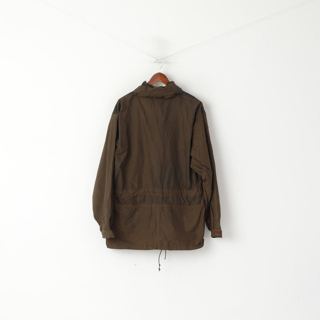 Technical Trespass Men M Jacket Brown Nylon Breathable Hidden Hood Full Zip Top