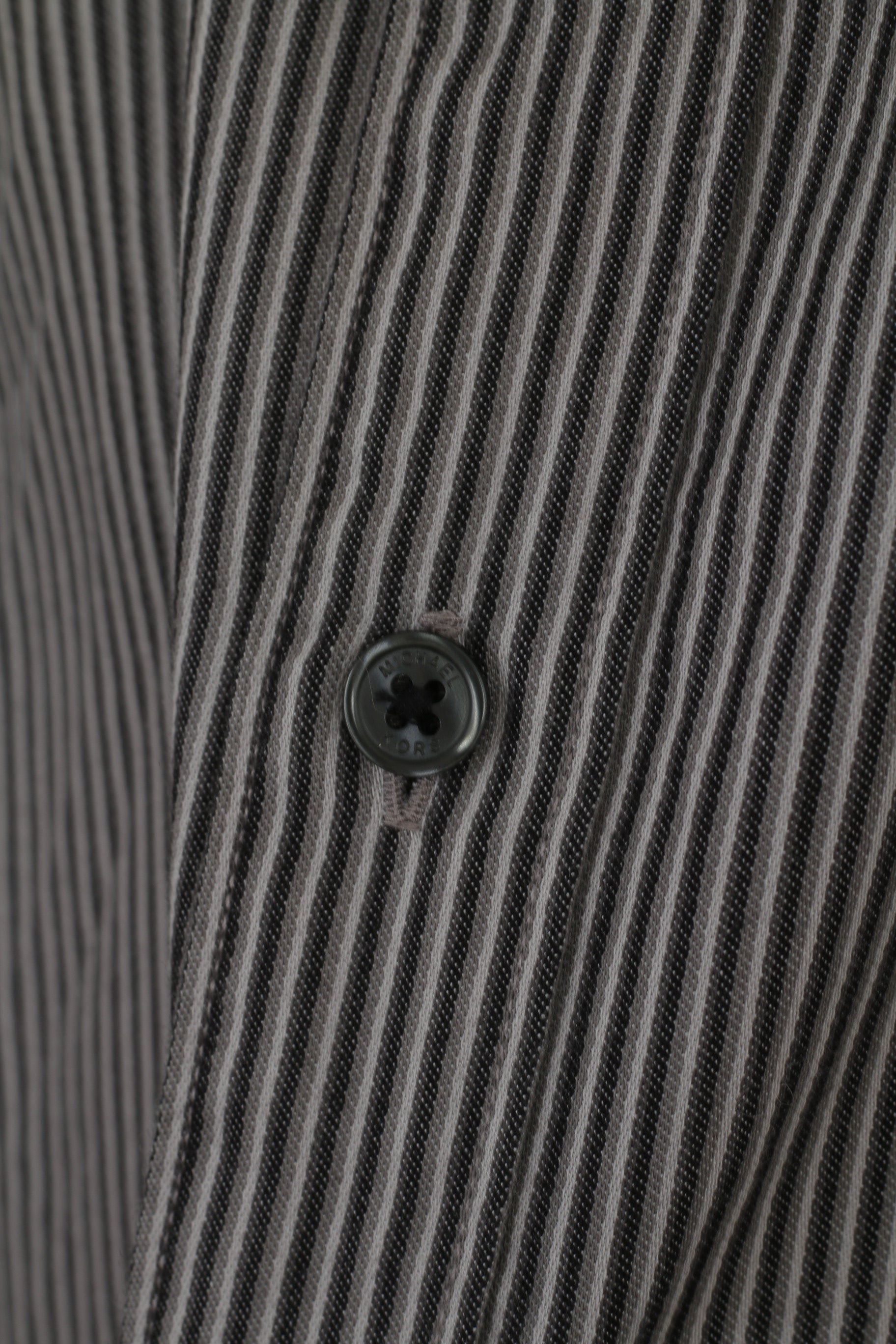 Michael Kors Men XL Casual Shirt Grey Cotton Striped Long Sleeve Detailed Buttons Top
