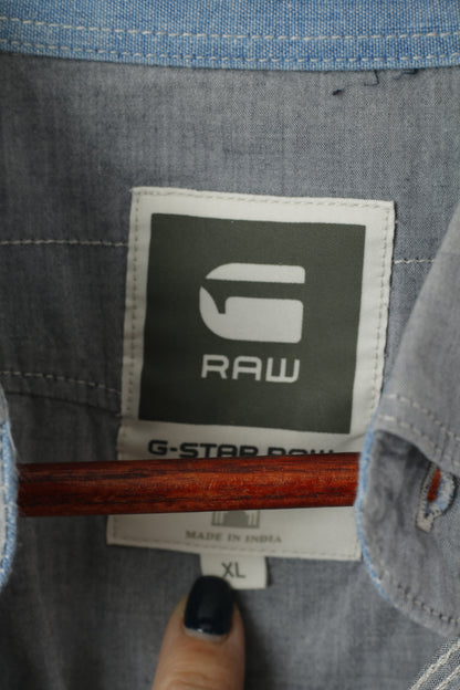 Camicia casual G-Star Raw da uomo XL (M) Top a maniche lunghe Lakewood in cotone blu