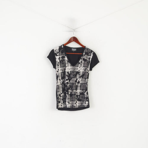 Barbour International Femmes 8 S Chemise Noir Modal Stretch Col V Haut