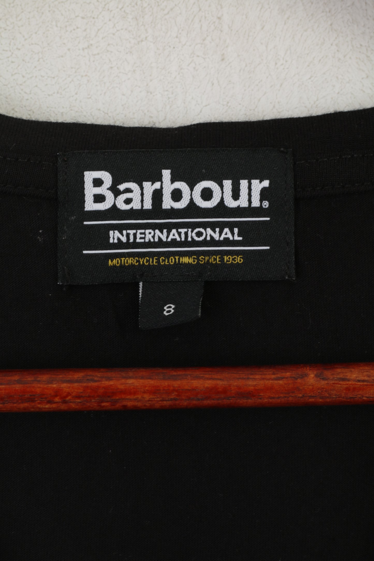 Barbour International Women 8 S Shirt Black Modal Stretch V Neck Top