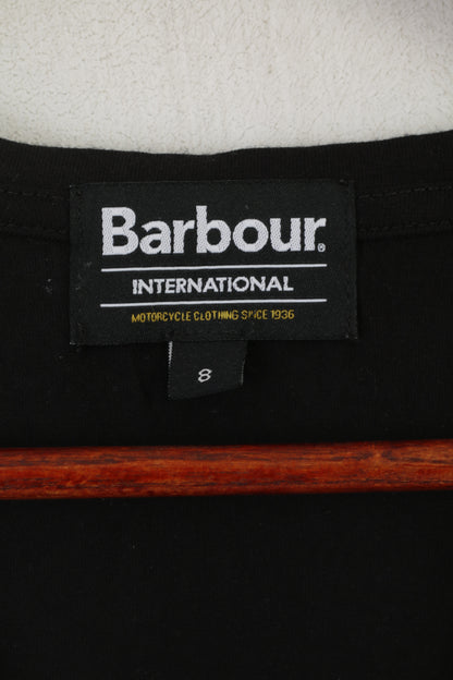 Barbour International Women 8 S Shirt Black Modal Stretch V Neck Top