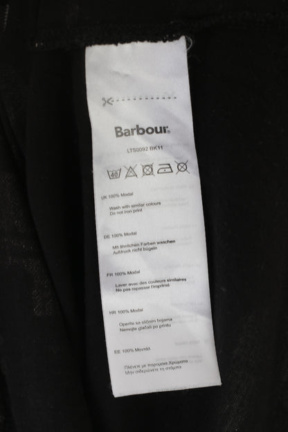 Barbour International Women 8 S Shirt Black Modal Stretch V Neck Top