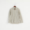 East West Men M Casual Shirt Beige Check Cotton Western Long Sleeve Top