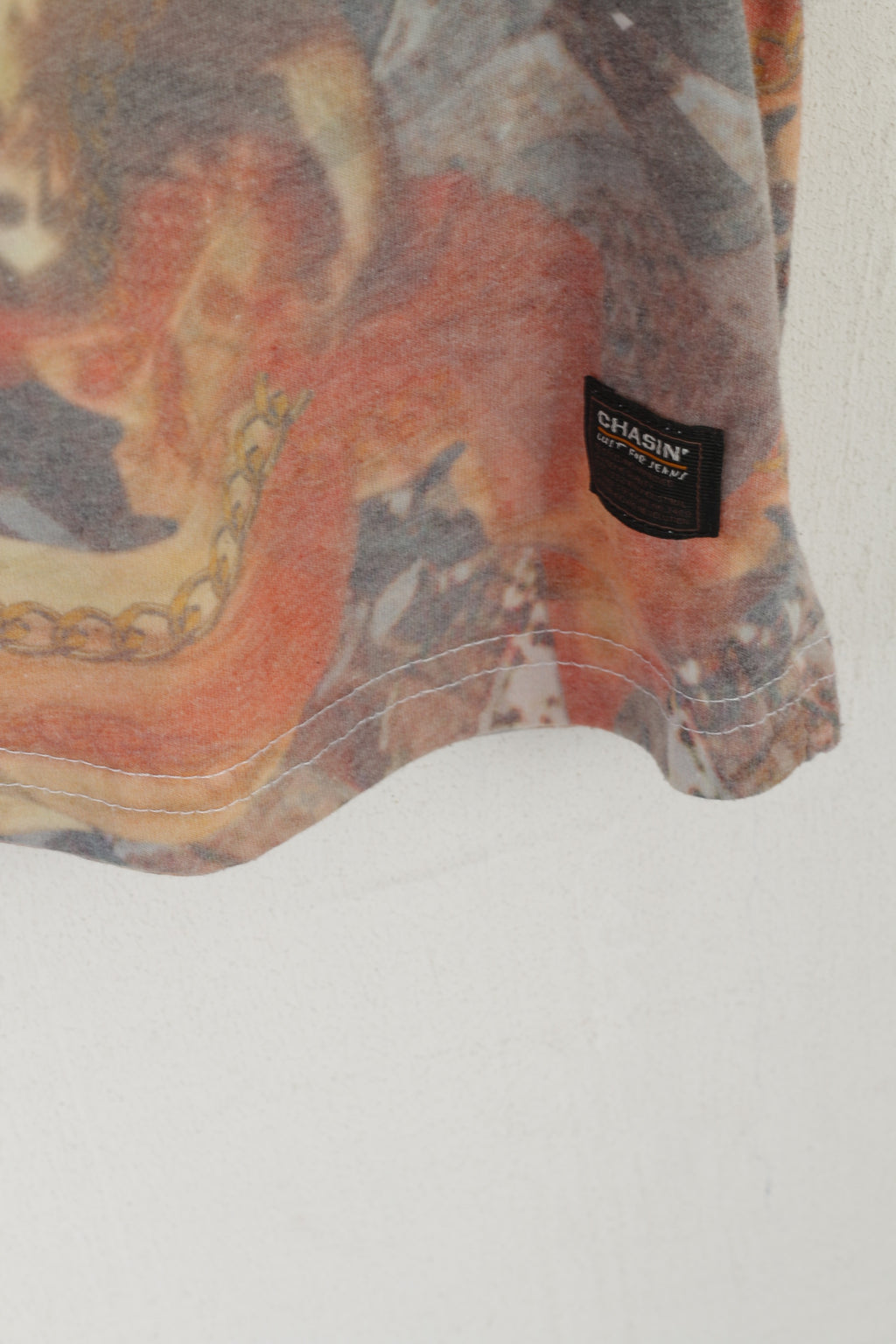 Chasin Men L (M) Shirt Multi Printed Michelangelo Crew Neck Just For Jeans Top