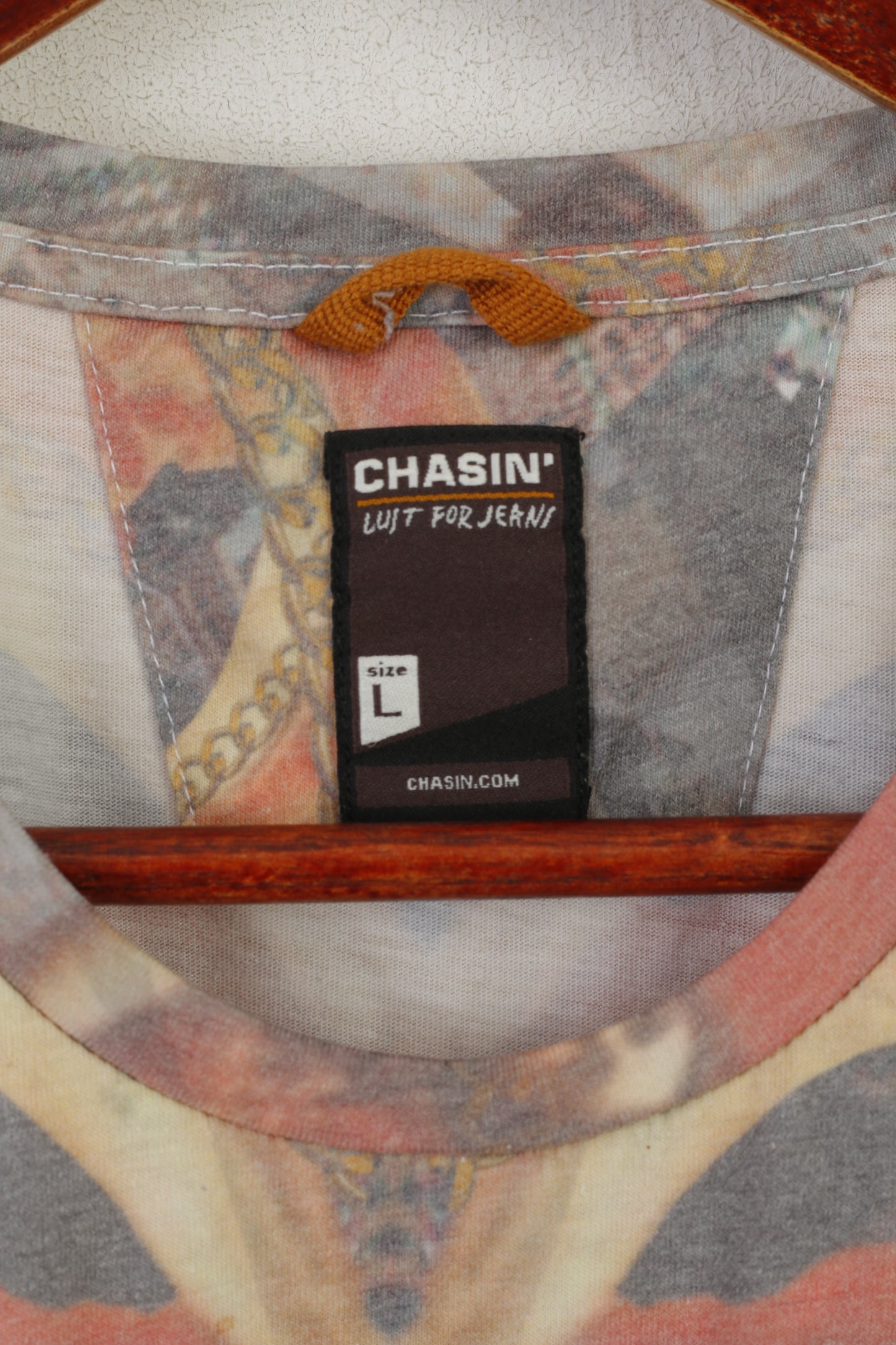 Chasin Men L (M) Shirt Multi Printed Michelangelo Crew Neck Just For Jeans Top