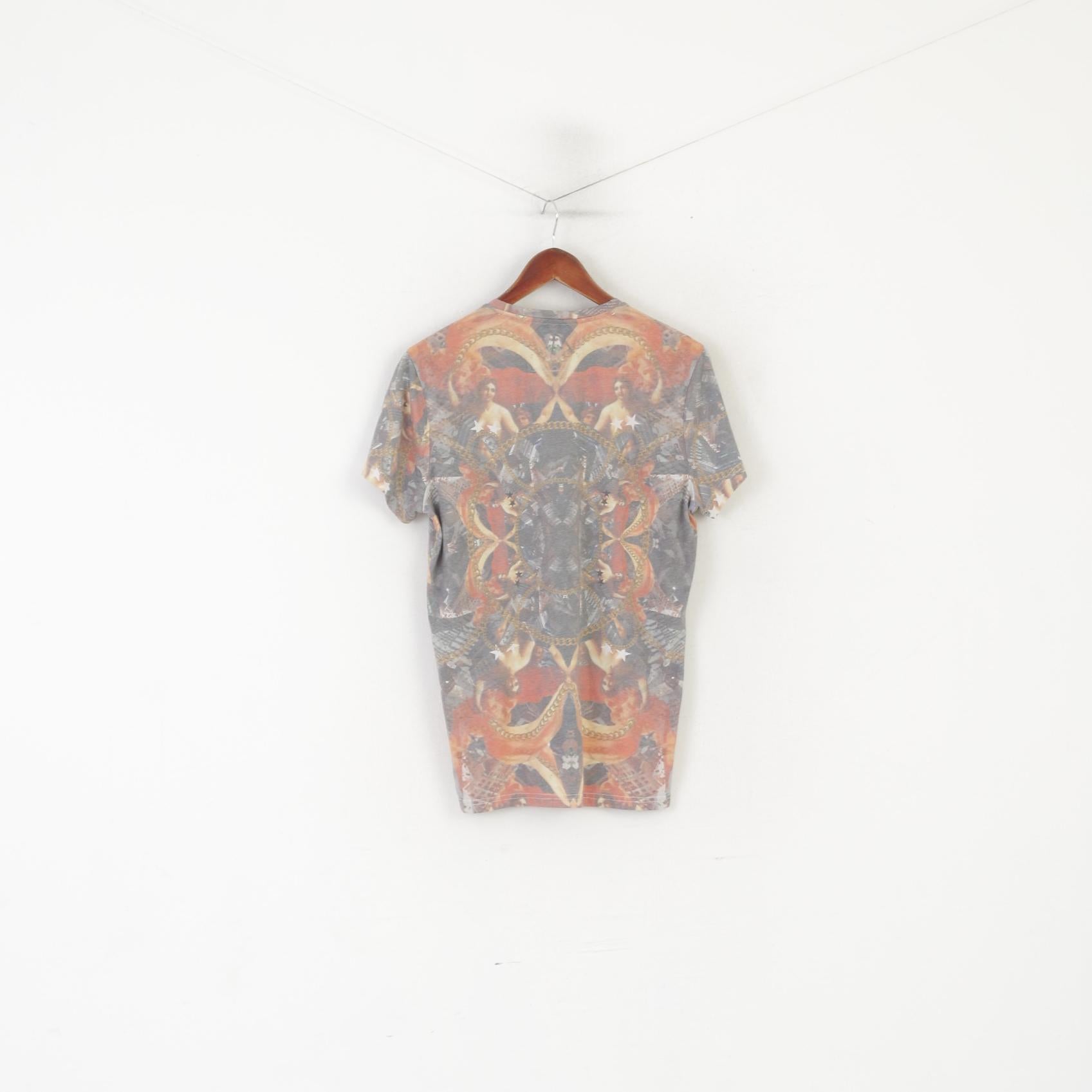 Chasin Men L (M) Shirt Multi Printed Michelangelo Crew Neck Just For Jeans Top