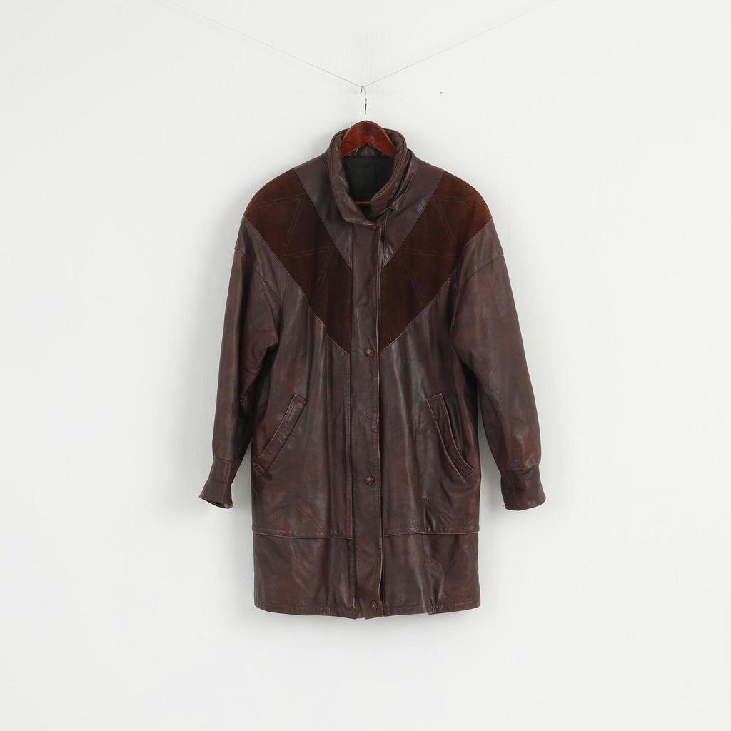 Mokka Nappa Finlande Femmes 36 S Veste En Cuir Marron Manches Raglan Fermeture Éclair Complète Haut Long