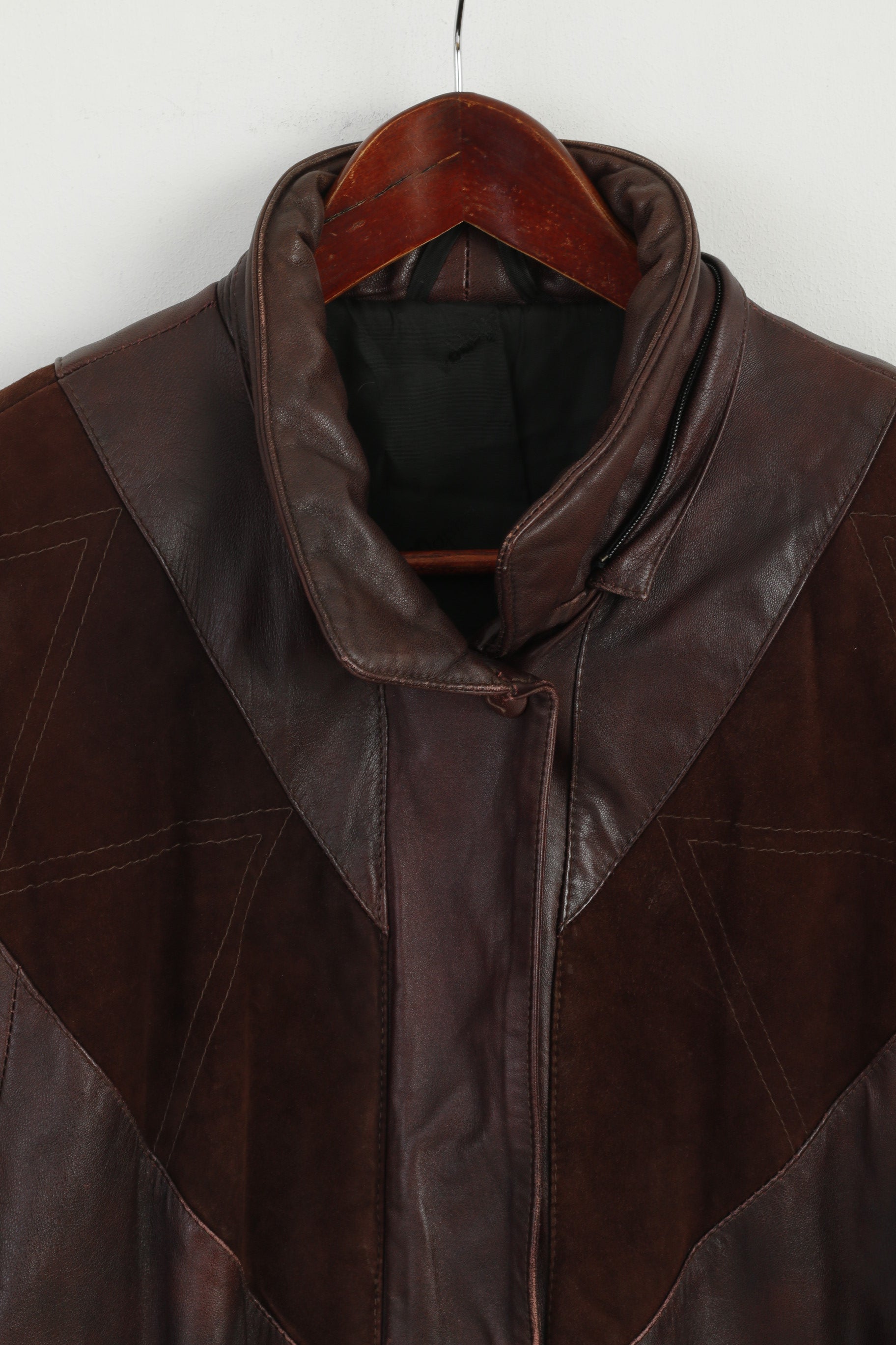 Mokka Nappa Finlande Femmes 36 S Veste En Cuir Marron Manches Raglan Fermeture Éclair Complète Haut Long