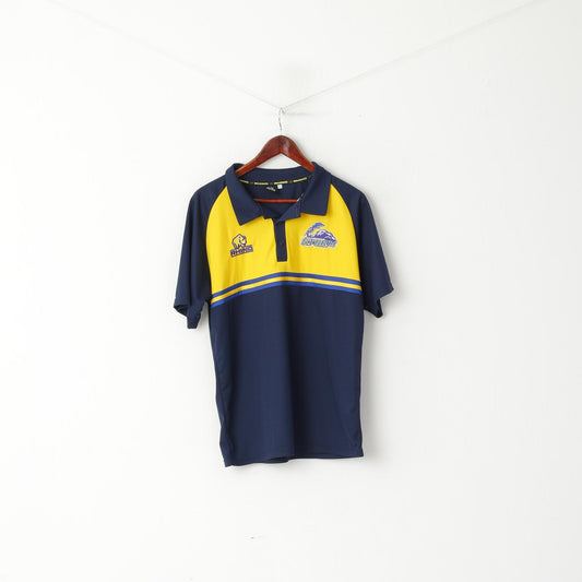 Rhino Men L Polo Shirt Navy Gateshead Storm Rugby League Jersey Top