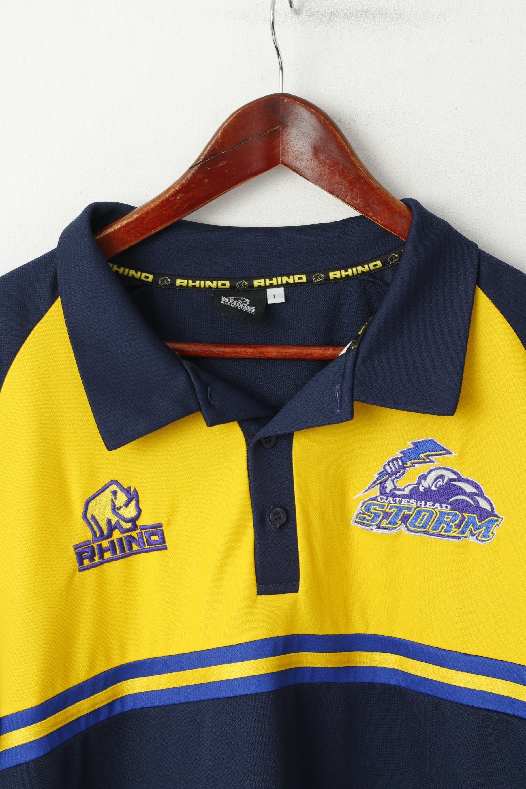 Rhino Hommes L Polo Marine Gateshead Storm Rugby League Jersey Top