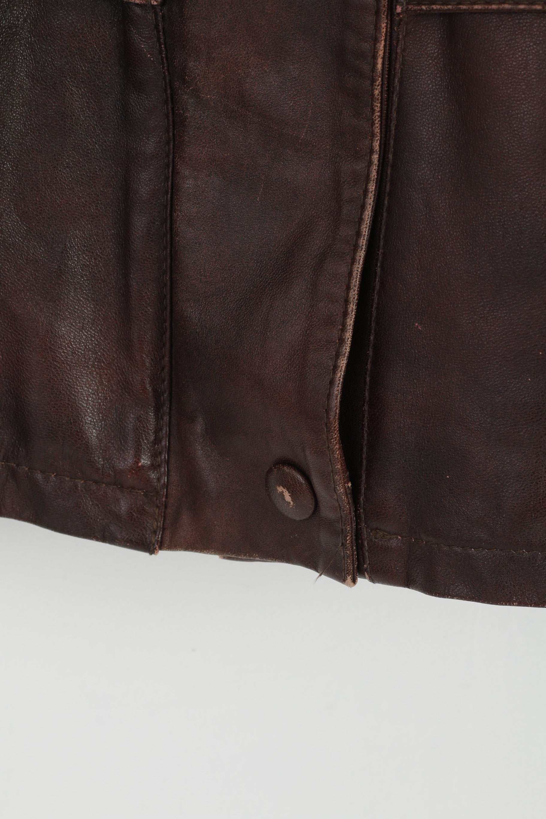 Mokka Nappa Finlande Femmes 36 S Veste En Cuir Marron Manches Raglan Fermeture Éclair Complète Haut Long