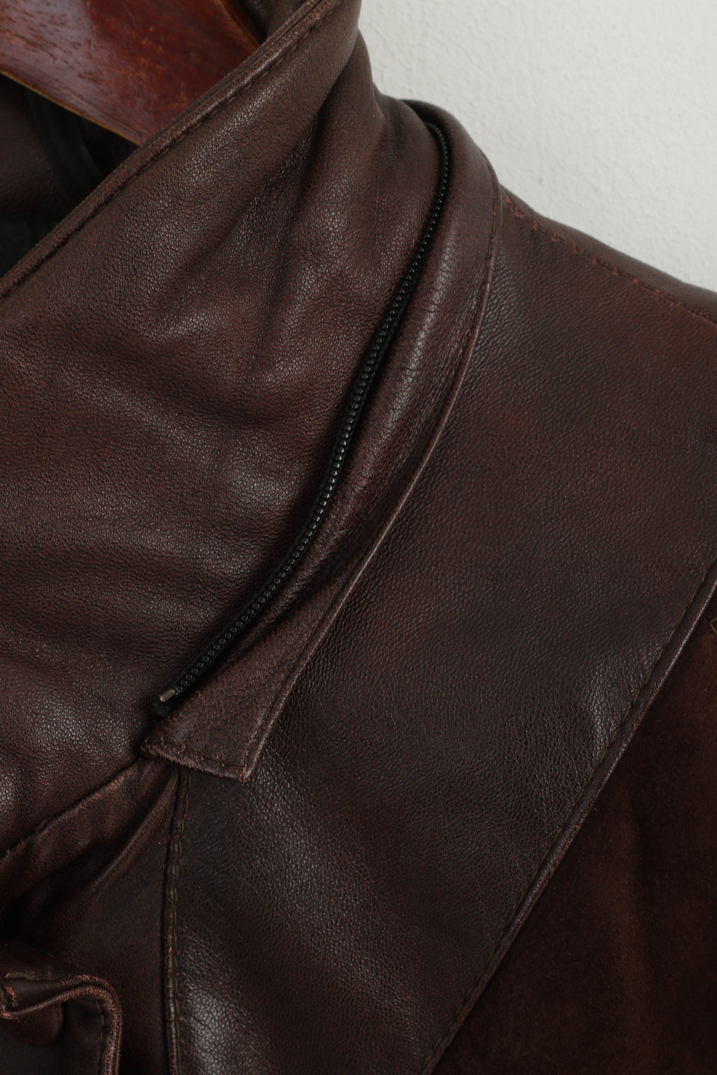 Mokka Nappa Finlande Femmes 36 S Veste En Cuir Marron Manches Raglan Fermeture Éclair Complète Haut Long