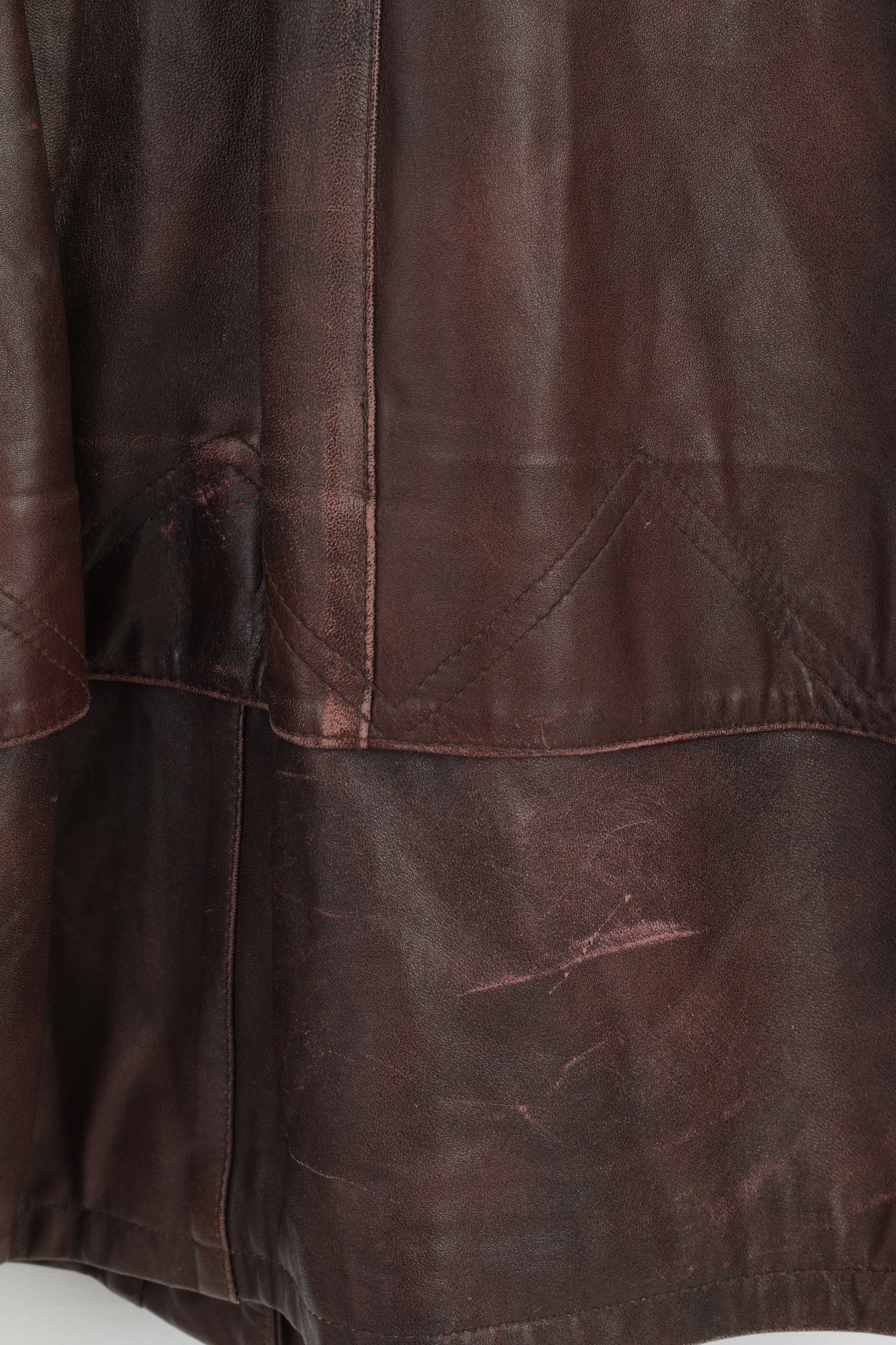 Mokka Nappa Finlande Femmes 36 S Veste En Cuir Marron Manches Raglan Fermeture Éclair Complète Haut Long