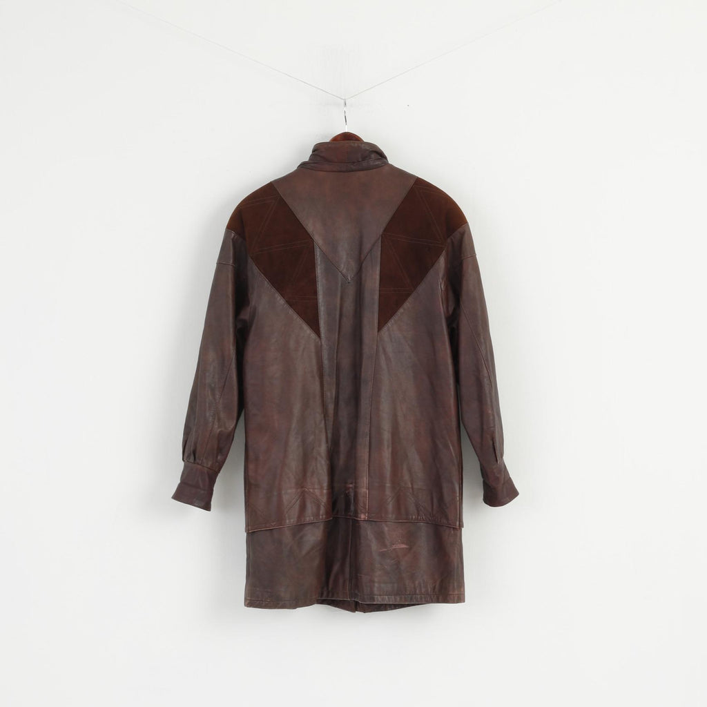 Mokka Nappa Finlande Femmes 36 S Veste En Cuir Marron Manches Raglan Fermeture Éclair Complète Haut Long