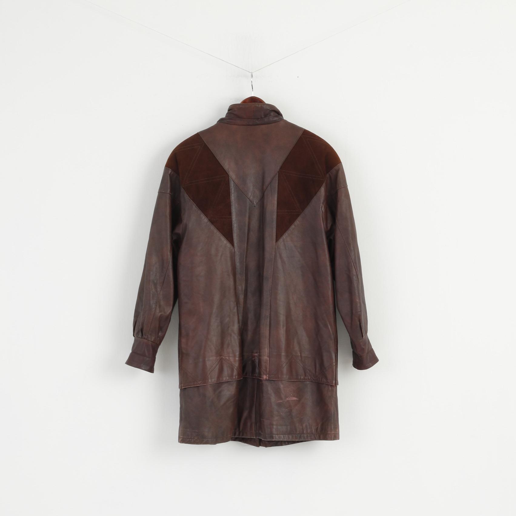 Mokka Nappa Finlande Femmes 36 S Veste En Cuir Marron Manches Raglan Fermeture Éclair Complète Haut Long