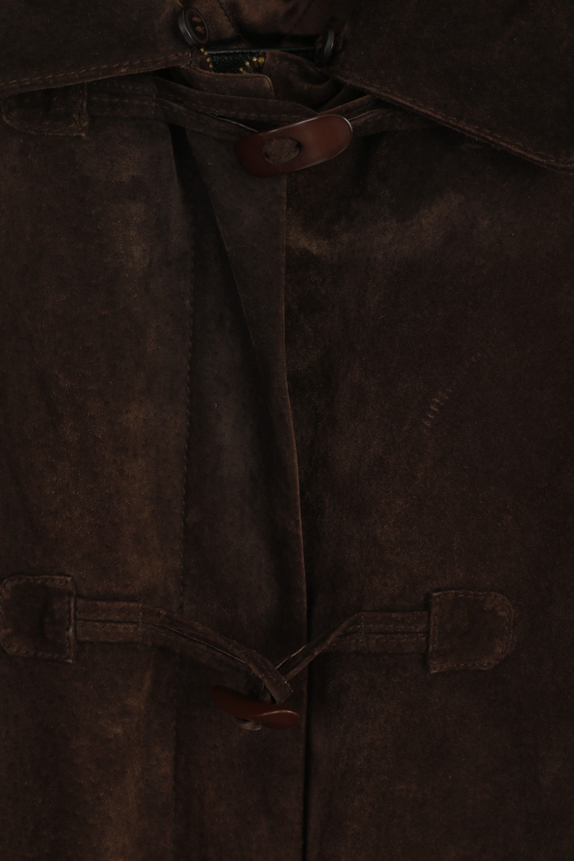 Authentic Clothing Company Women 14 40 Coat Brown Leather Suede Duffle Classic Top