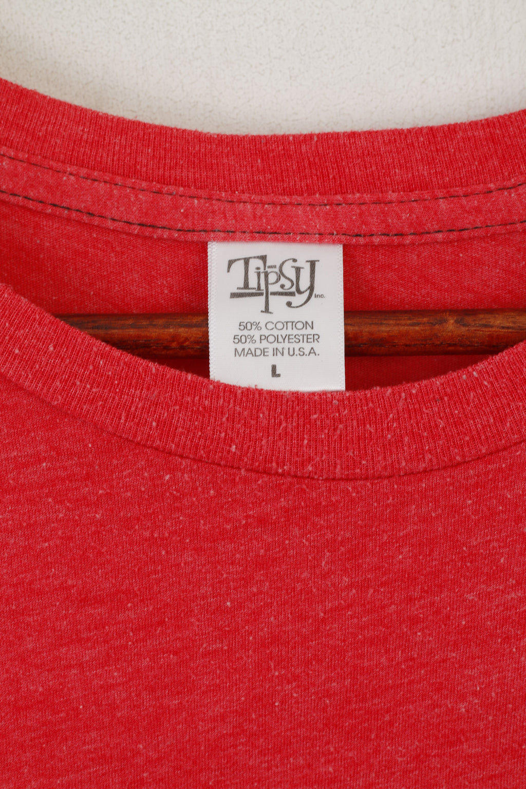 Tipsy Men L T-Shirt Red Cotton Graphic I Spent Time On Alcatraz Top