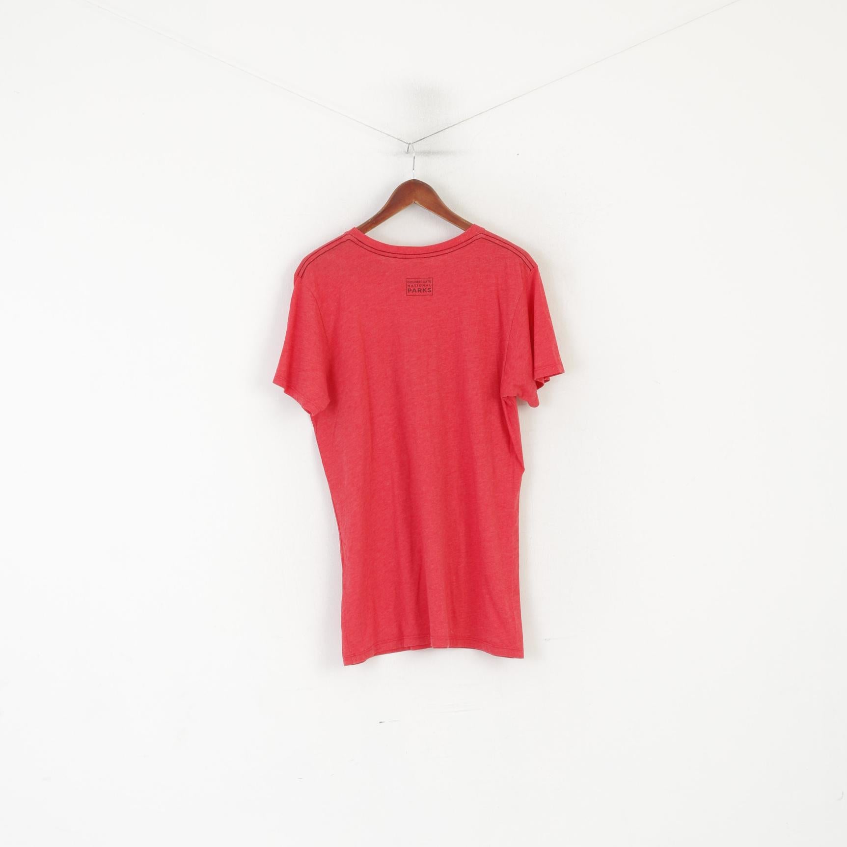 Tipsy Men L T-Shirt Red Cotton Graphic I Spent Time On Alcatraz Top