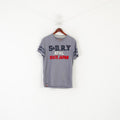 Superdry Men L Shirt Blue Cotton Embroidered Premium Goods Sport Top