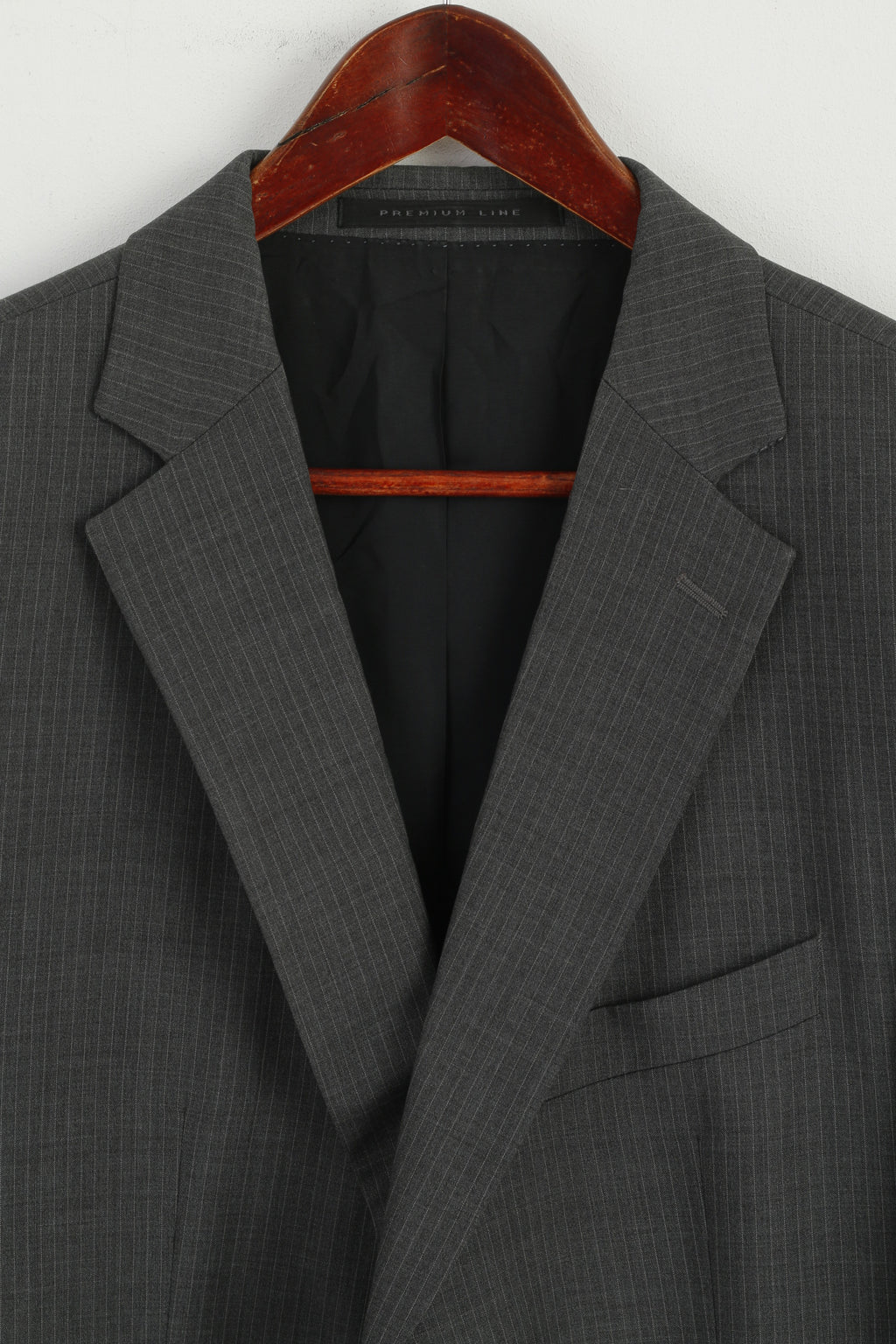 Strellson Premium Line Men M Blazer Grey Striped Finest Super 100 Single Breasted Jacket