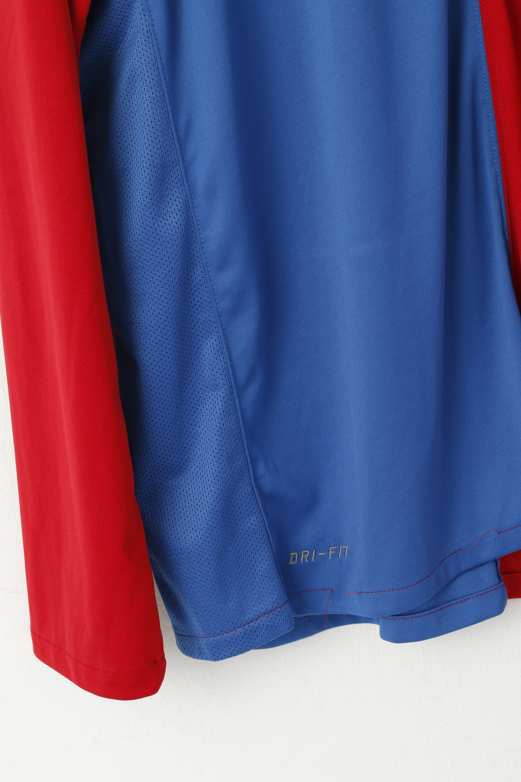 Nike Men XL Shirt Red Blue Vintage Dri-Fit Sportswear Football Long Sleeve Top