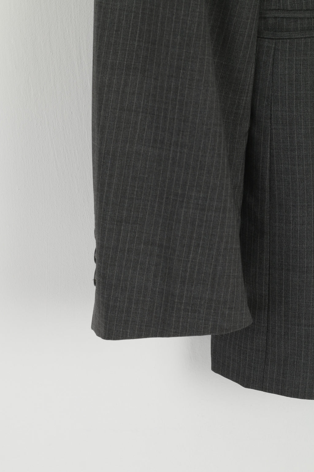 Strellson Premium Line Men M Blazer Grey Striped Finest Super 100 Single Breasted Jacket