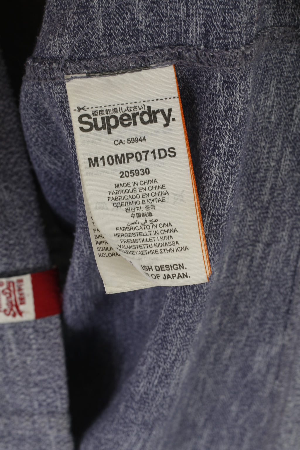 Superdry Men L Shirt Blue Cotton Embroidered Premium Goods Sport Top