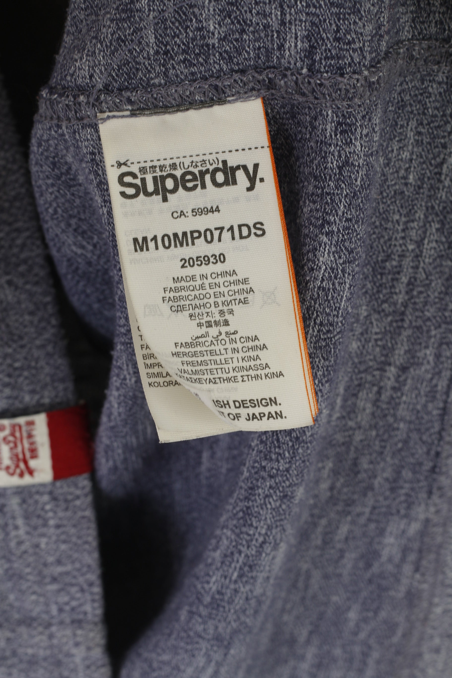 Superdry Men L Shirt Blue Cotton Embroidered Premium Goods Sport Top