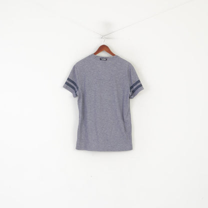 Superdry Men L Shirt Blue Cotton Embroidered Premium Goods Sport Top